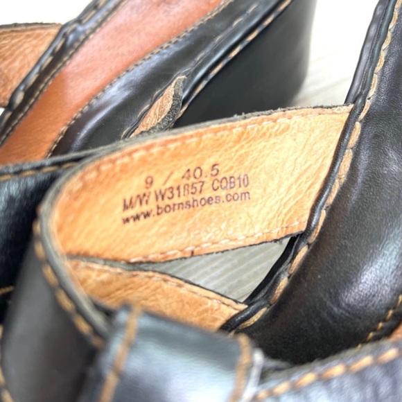 Born Leather Slide Wedge Sandals, Black. - Picture 6 of 8